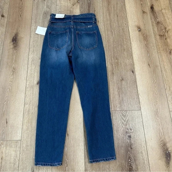 KanCan High Waist Belted Distressed Medium Wash Denim Tapered Leg Size 1/24 NWT - Picture 11 of 11